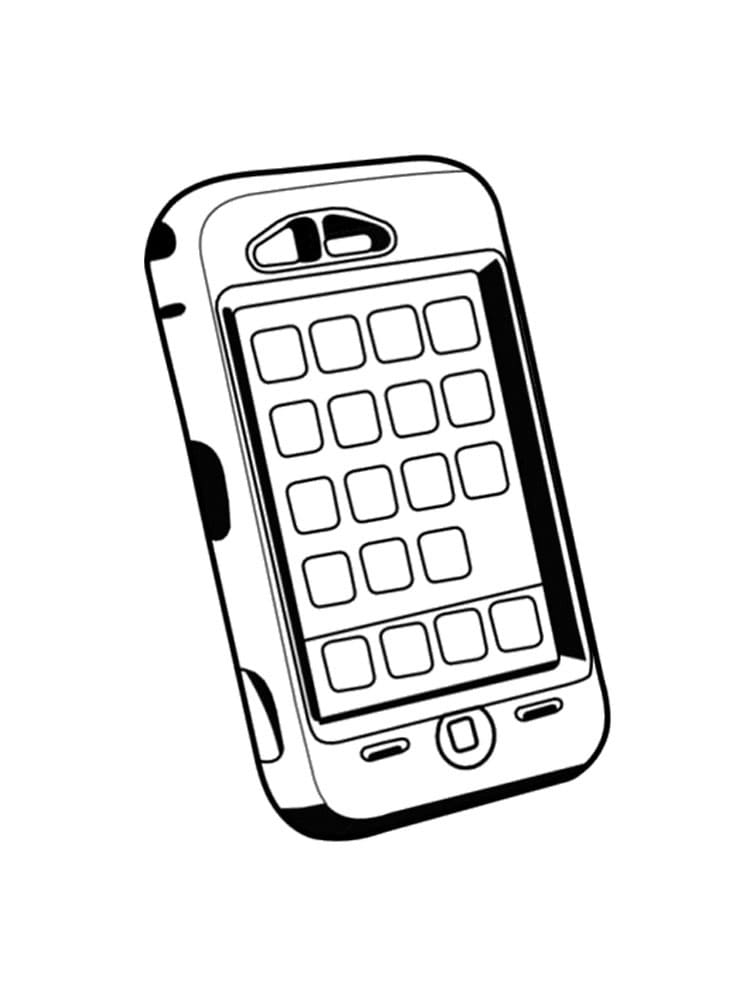 Desenho de Celular com Capá para Colorir