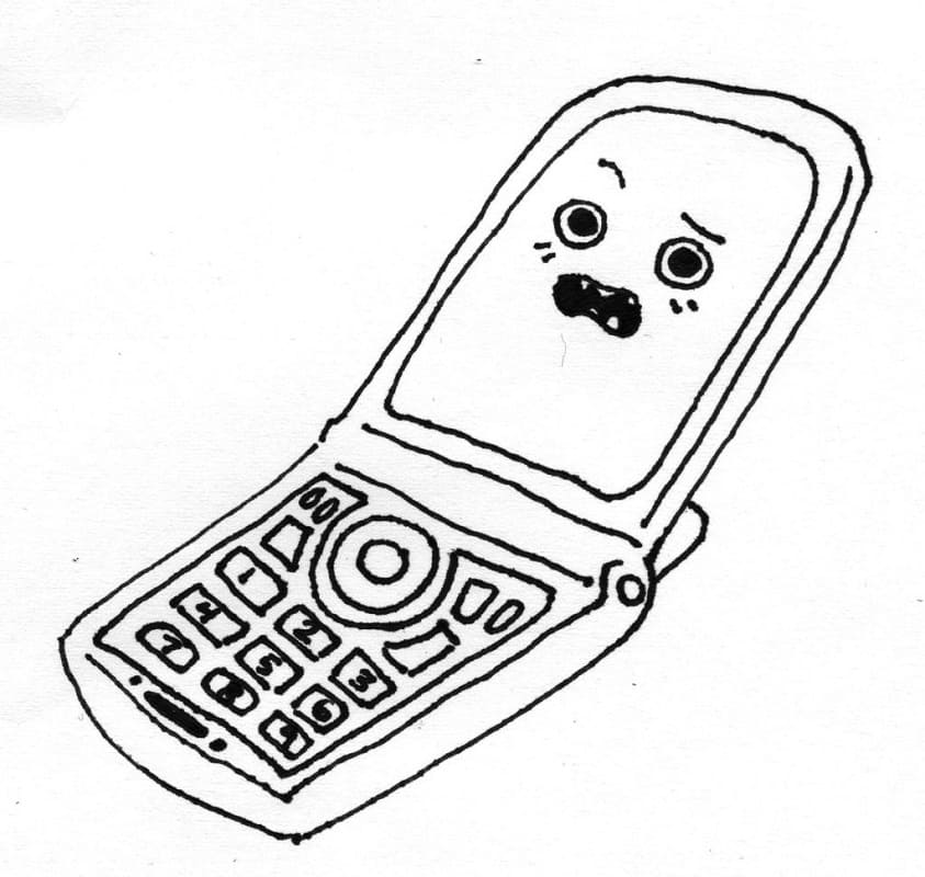 Desenho de Celular com Tela Ligada para Imprimir