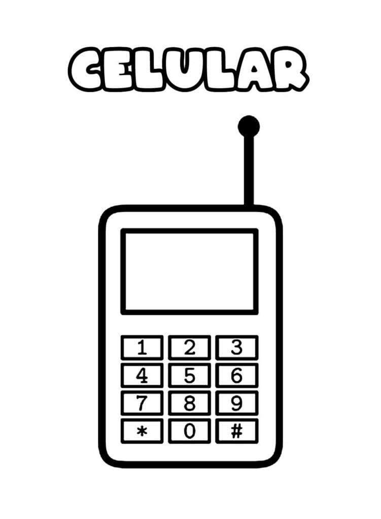 Desenho de Celular na Mesa para Imprimir