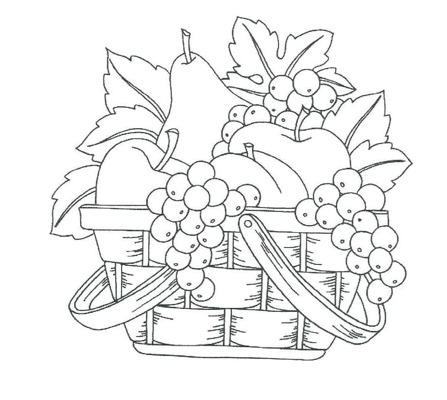 Desenho de a Cesta de Frutas para Colorir