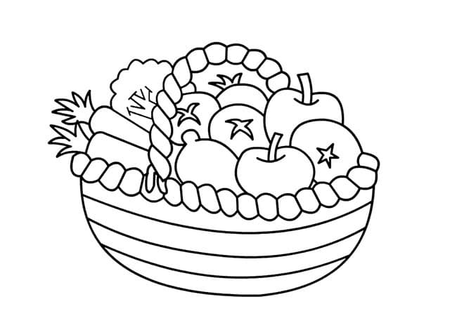 Desenho de Cesta de Frutas Normal para Colorir