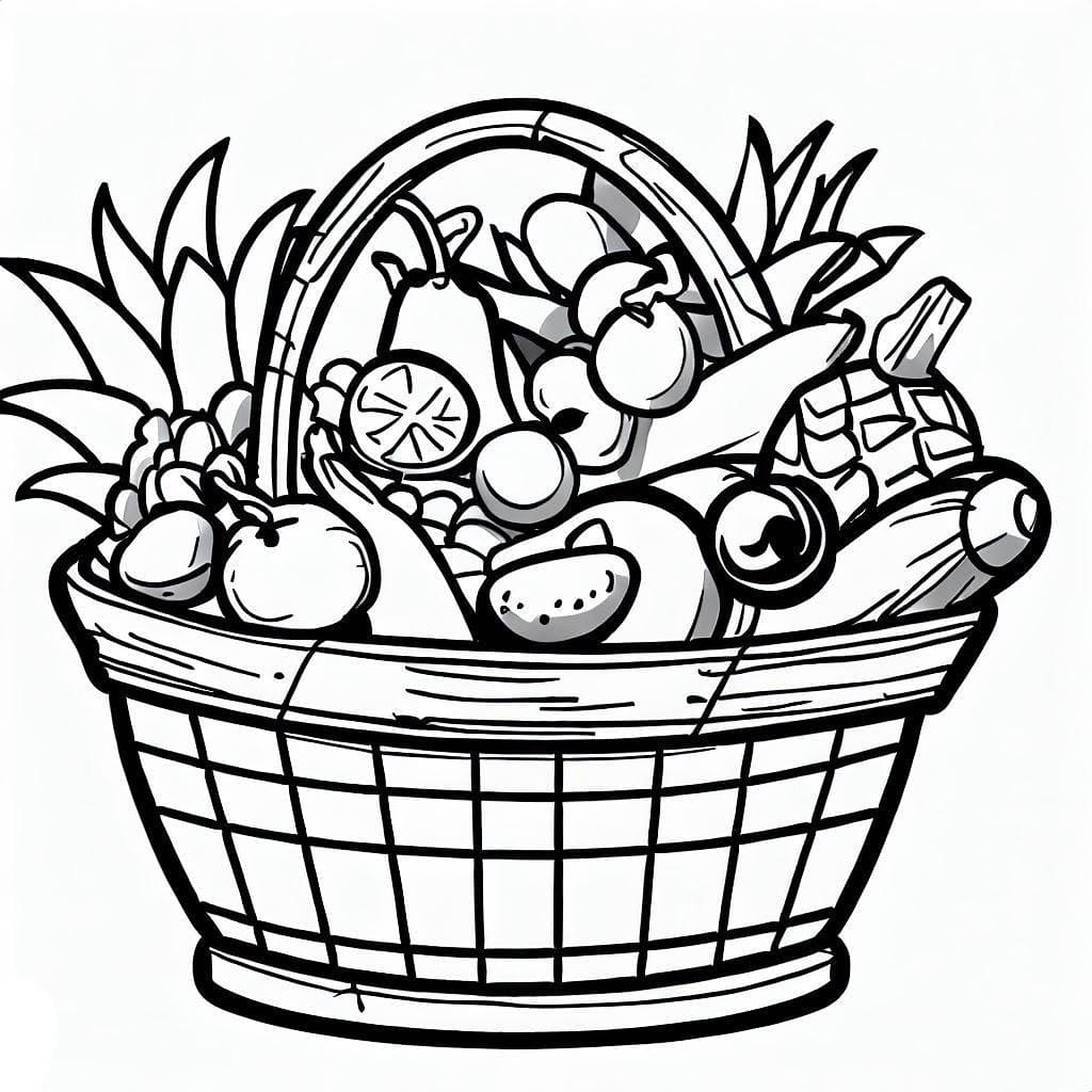 Desenho de Cesta de Frutas para Crianças para Colorir