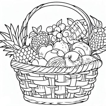 Desenho de Cesta de Frutas Perfeita para Colorir