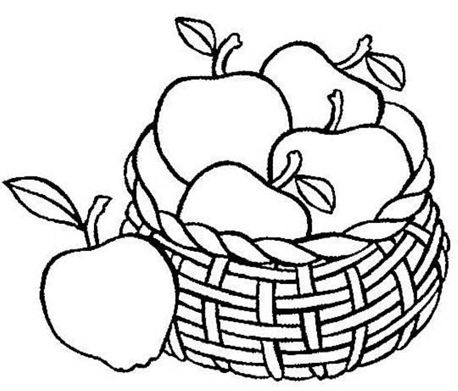 Desenho de Cesta de Maçã para Colorir