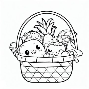 Desenho de Linda Cesta de Frutas para Colorir