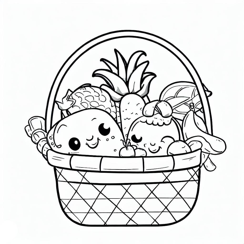 Desenho de Linda Cesta de Frutas para Colorir