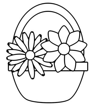 Desenho de Uma Cesta de Flores fácil para Colorir