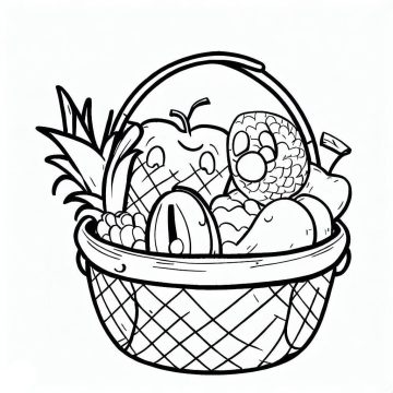 Desenho de Uma Cesta de Frutas para Colorir