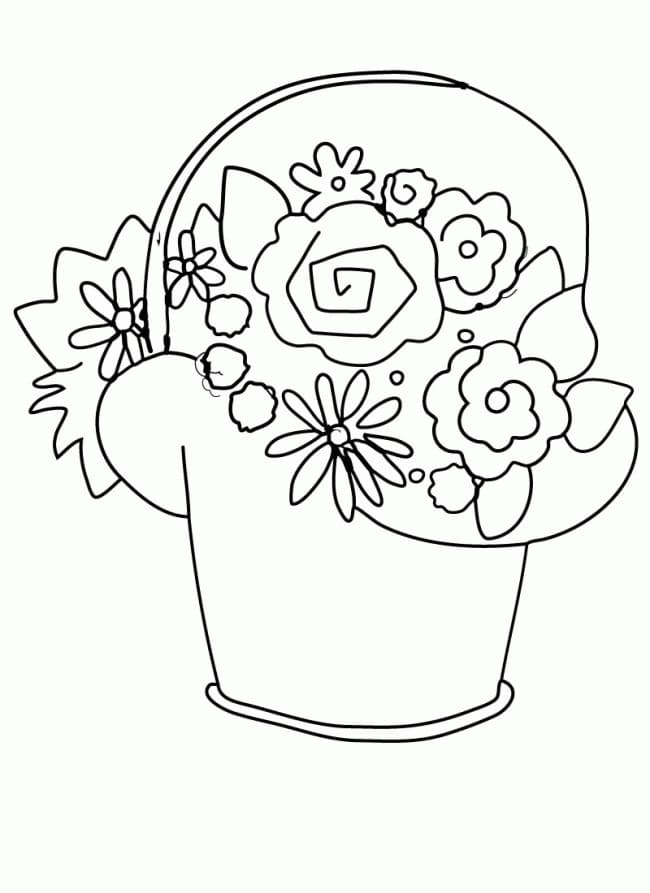 Colorir Desenho de Linda Cesta de Flores