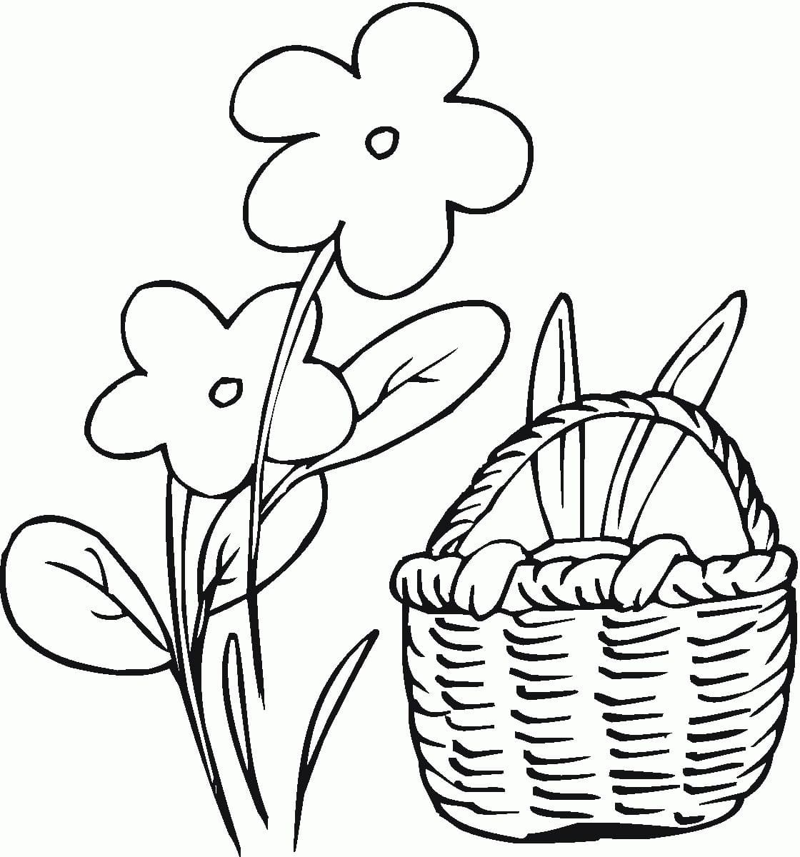Desenho de Cesta de Flores 5 para Colorir