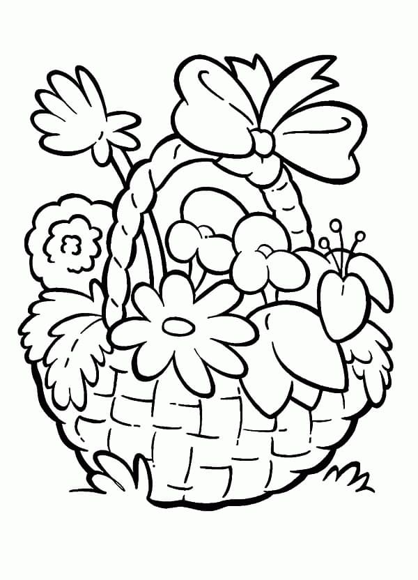 Desenho de Cesta de Flores para Imprimir