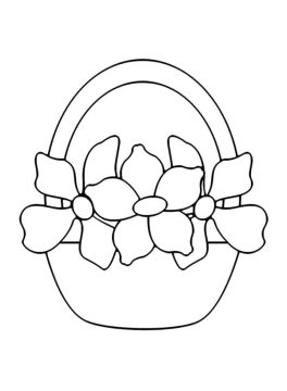 Desenho de Cesta de Flores Simples para Colorir