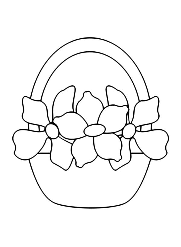 Desenho de Cesta de Flores Simples para Colorir