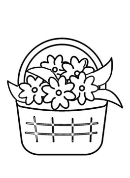 Desenho de Uma Linda Cesta de Flores fácil para Colorir