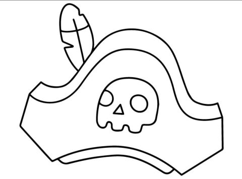 Desenho de chapéu de Pirata Fofo para Colorir