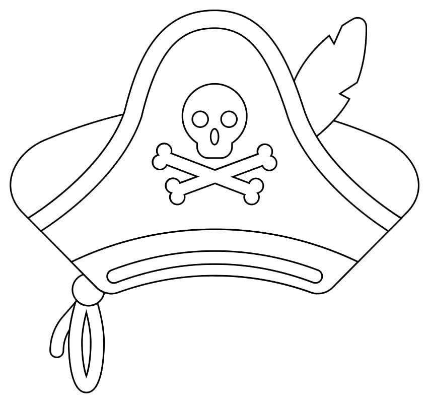 Desenho de Chapéu de Pirata Simples para Colorir