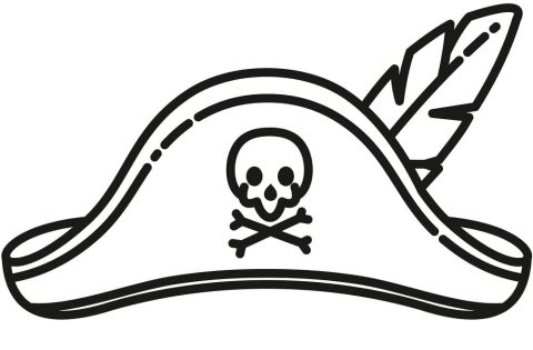 Desenho de Lindo chapéu de Pirata para Colorir