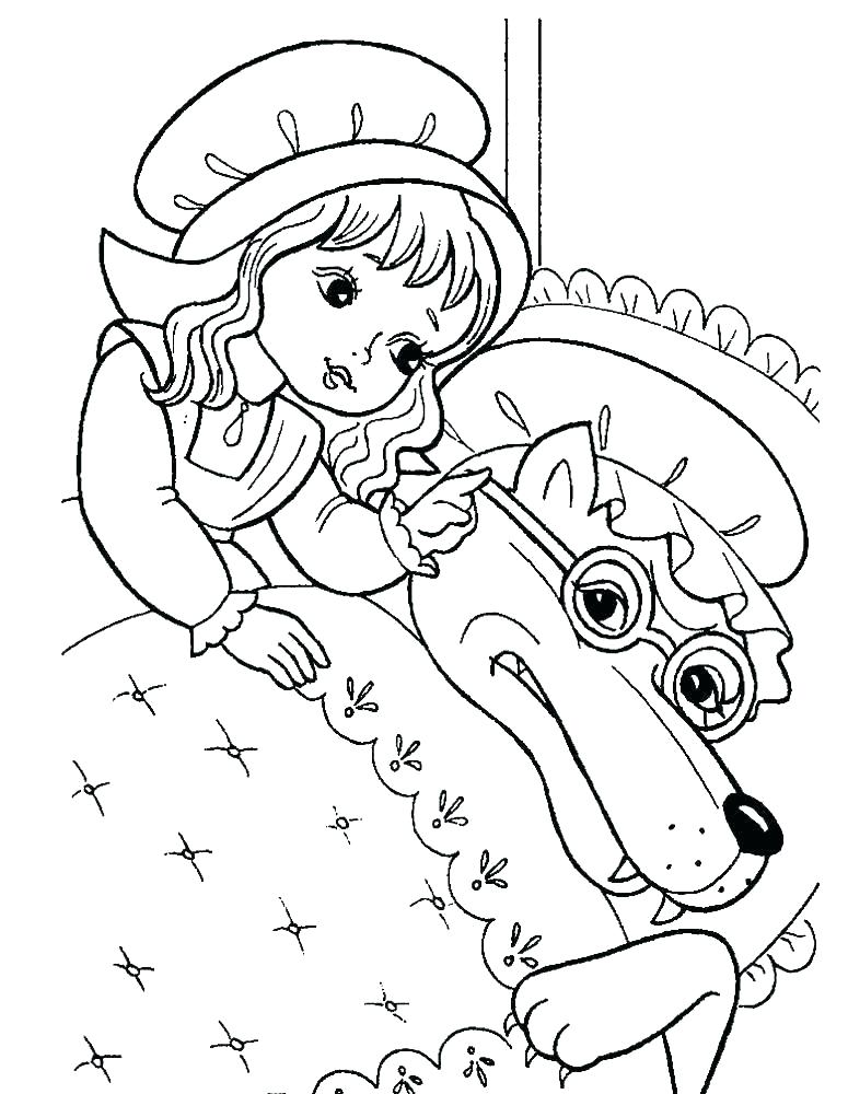 Desenho de Chapeuzinho Vermelho Infantil para Imprimir