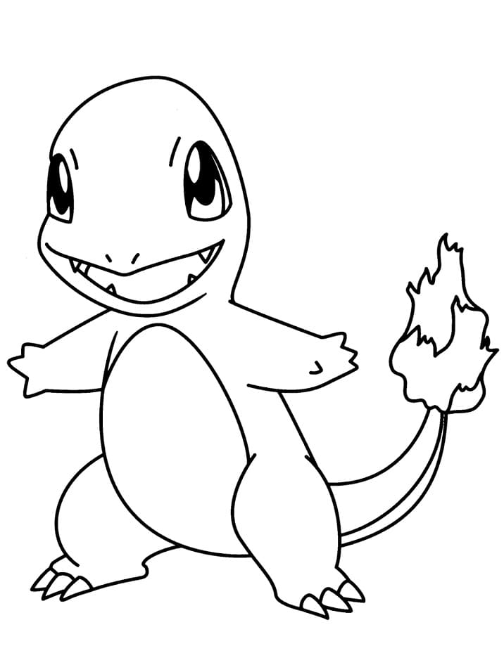 Desenho de Charmander Pokemon Atacando para Imprimir