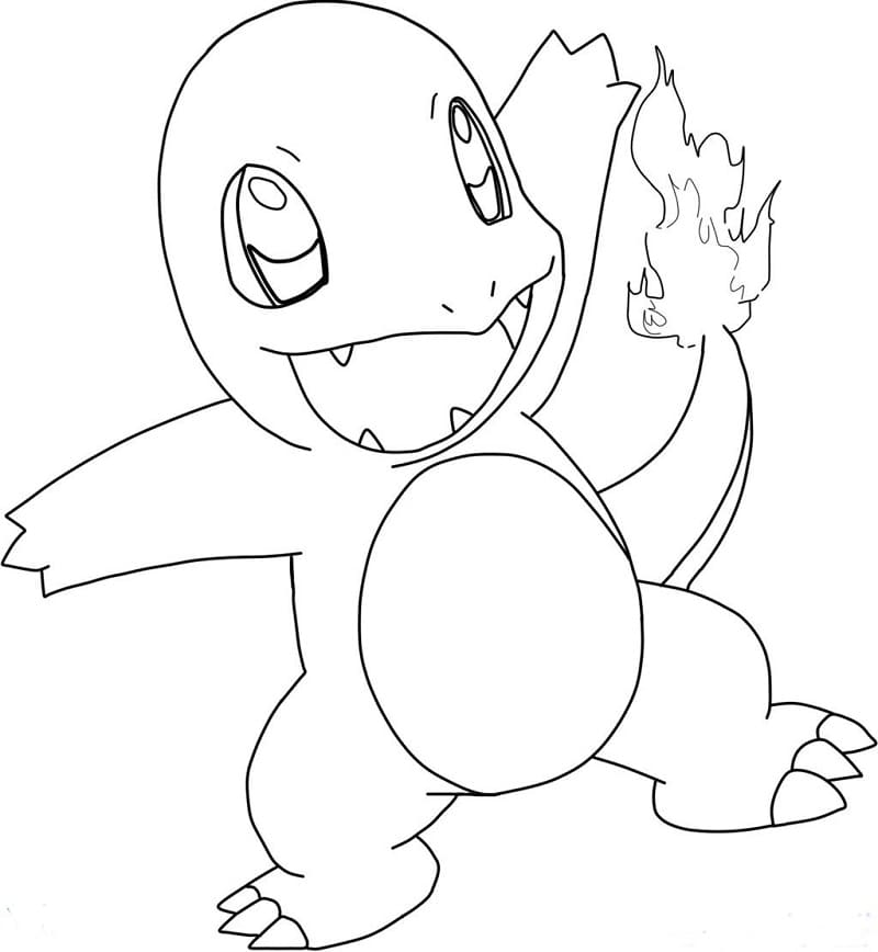 Desenho de Charmander Pokemon Bonito para Colorir Pdf