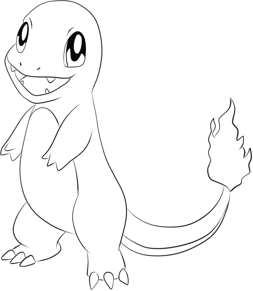 Desenho de Charmander Pokemon Colorido para Colorir Pdf