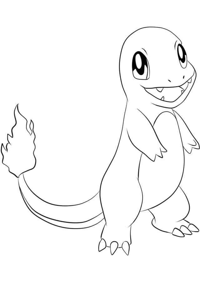 Desenho de Charmander Pokemon em Pé para Imprimir