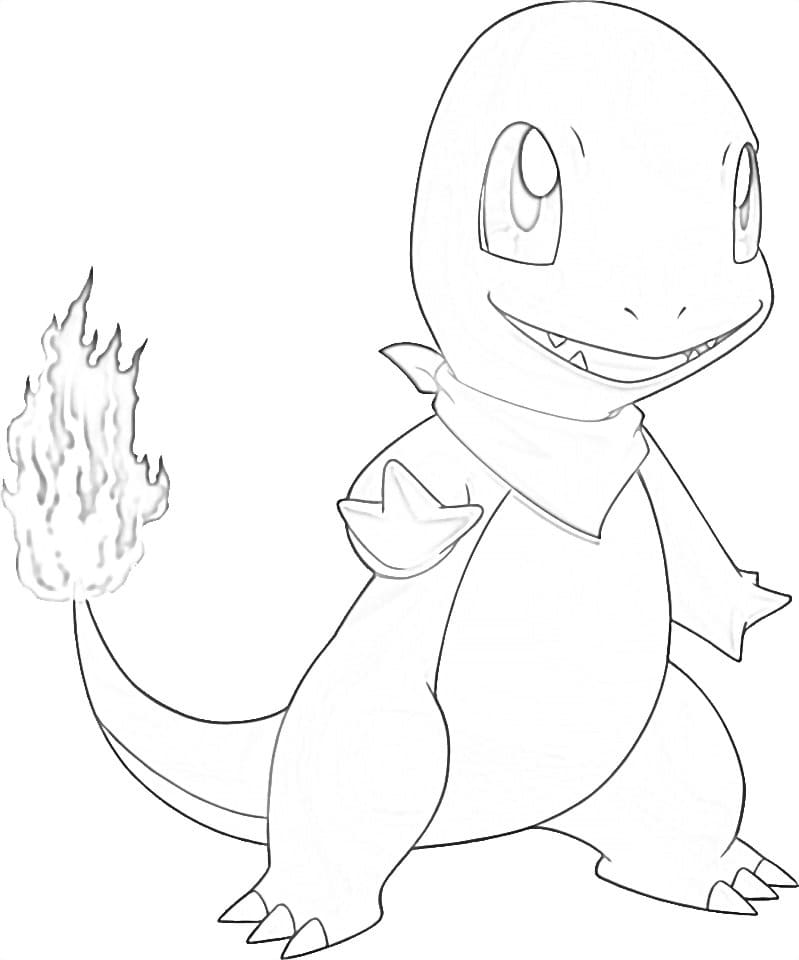 Desenho de Charmander Pokemon Grande para Colorir Pdf
