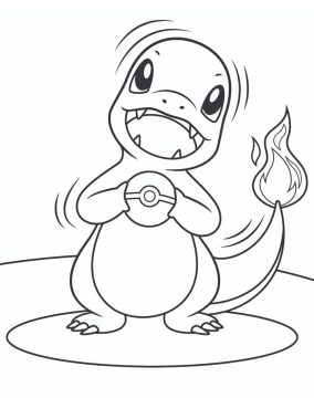 Desenho de Charmander Pokemon na batalhá para Colorir