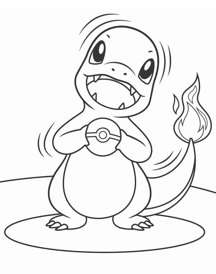 Desenho de Charmander Pokemon na Batalhá para Colorir