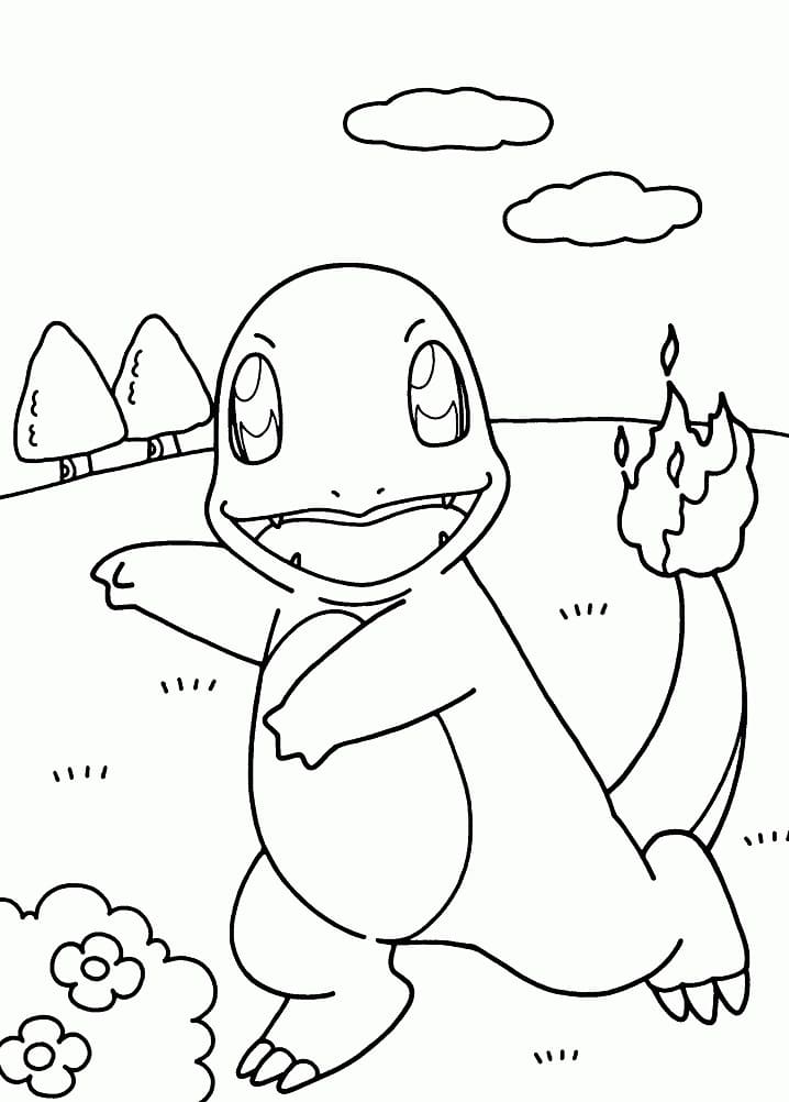 Desenho de Charmander Pokemon para Imprimir Lápis de Cor