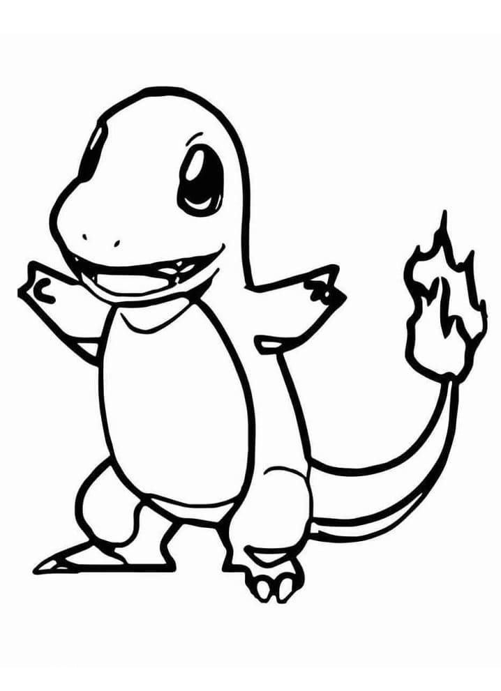 Desenho de Charmander Pokemon Simples para Imprimir Lápis de Cor
