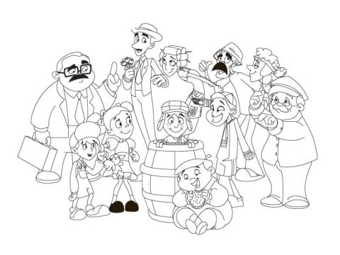 Desenho de Personagens de Chaves para Colorir