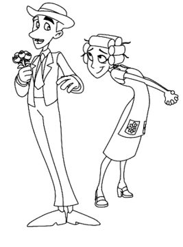 Desenho de Professor Girafales e Dona Florinda para Colorir