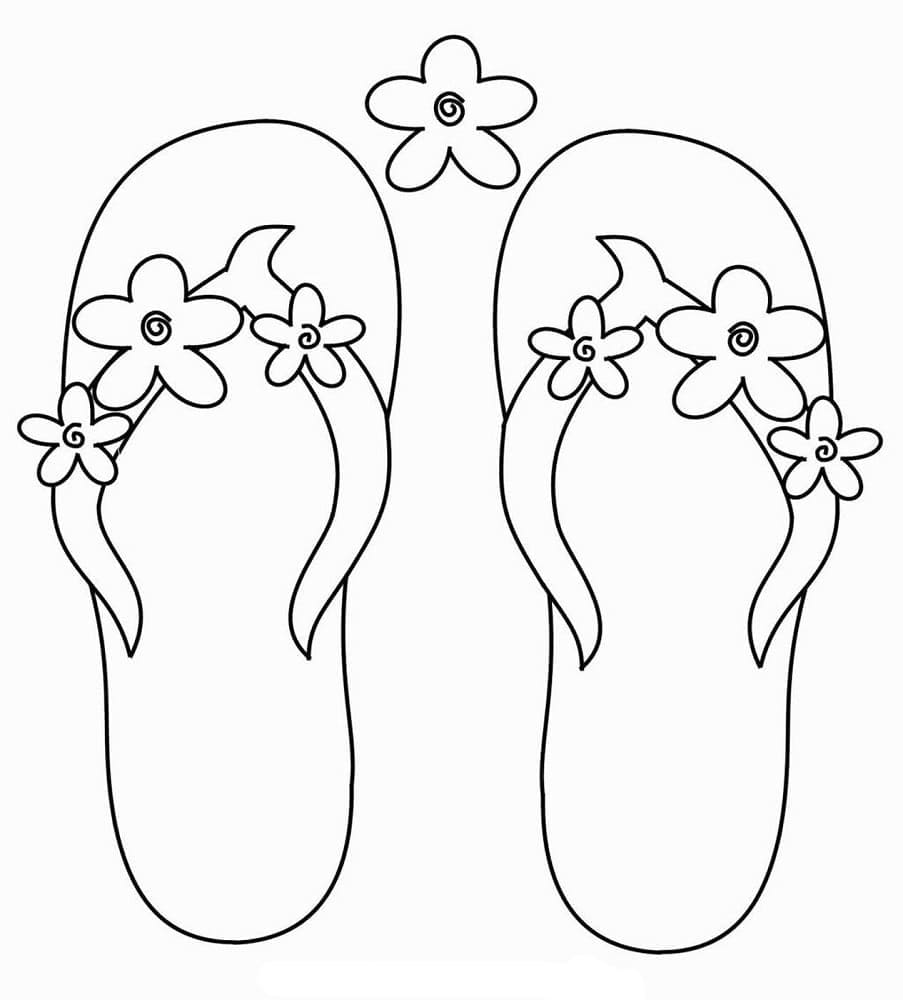 Desenho de Chinelos Femininos para Colorir