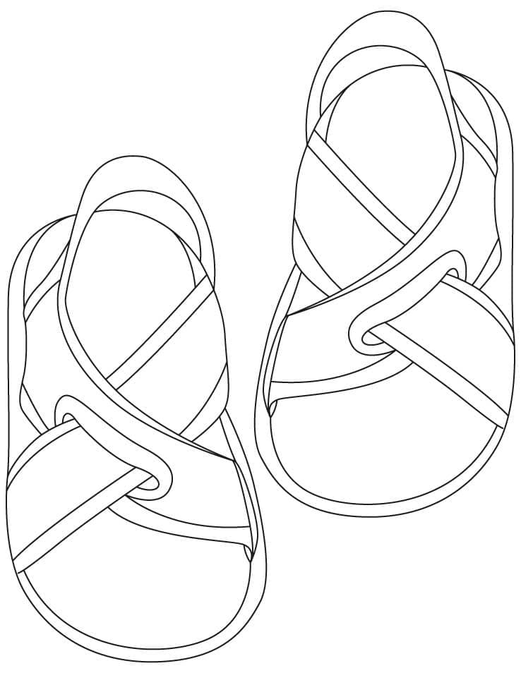 Desenho de Chinelos Grátis para Crianças para Colorir