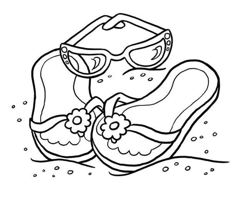 Desenho de Chinelos de Praia para Colorir