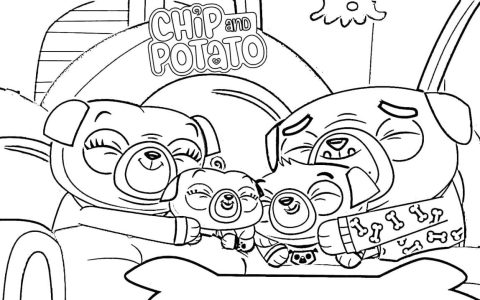 Desenho de Chip e Potato Simples para Imprimir lápis de Cor