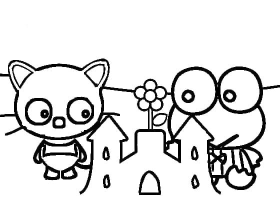 Desenho de Chococat e Keroppi para Colorir