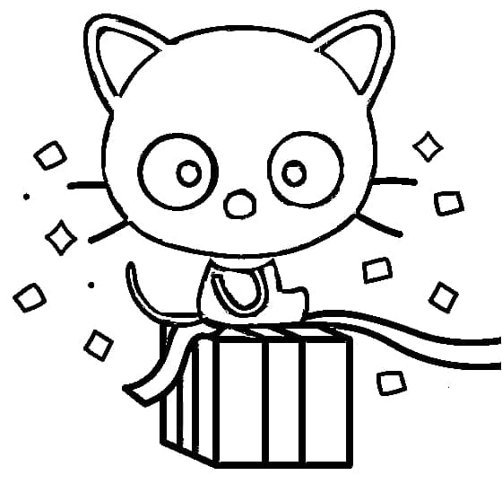 Desenho de Chococat e Presente para Colorir