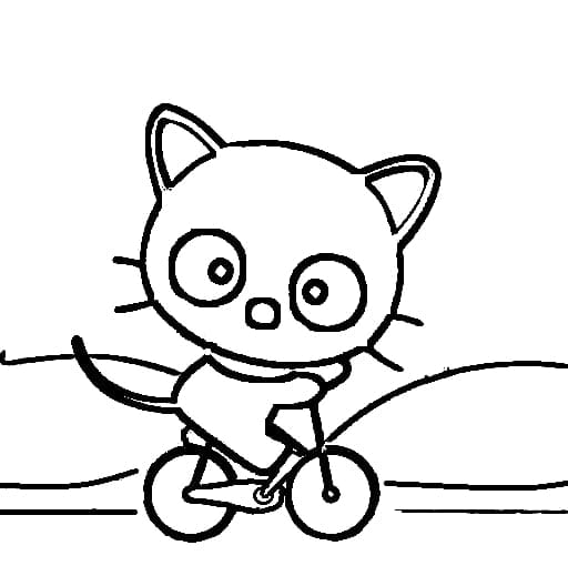 Desenho de Chococat na Bicicleta para Colorir