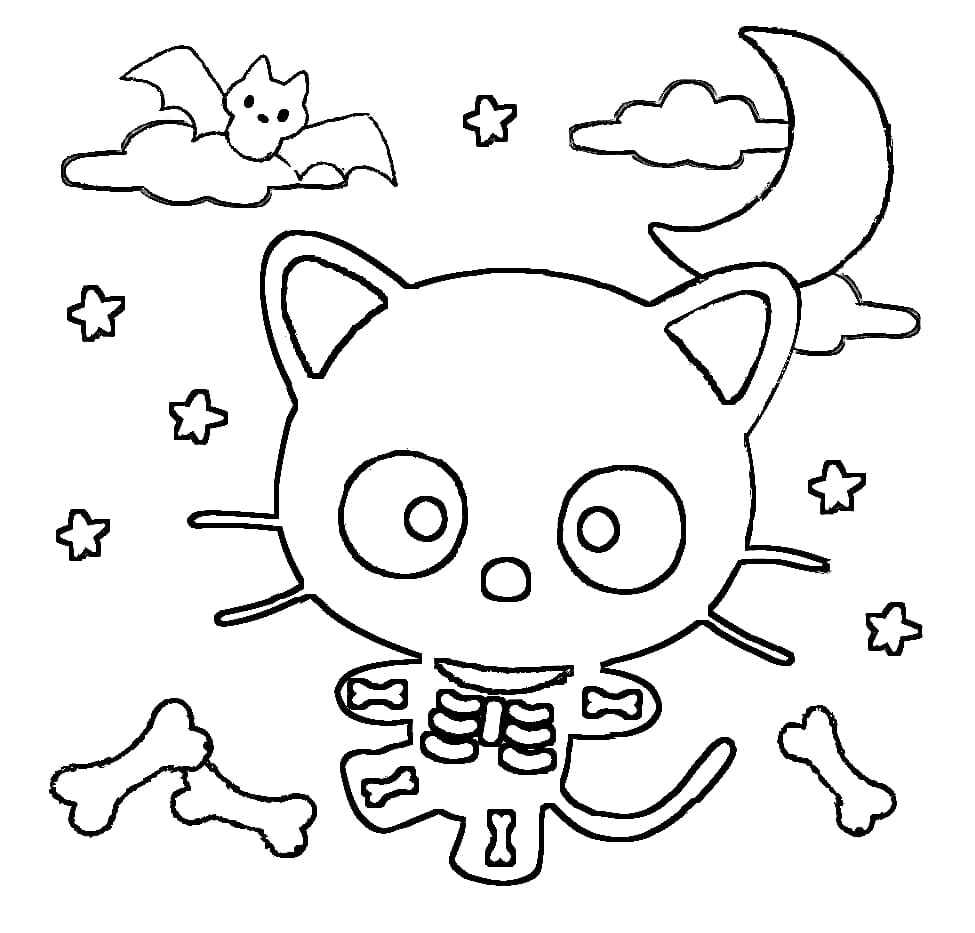 Desenho de Chococat no Halloween para Colorir
