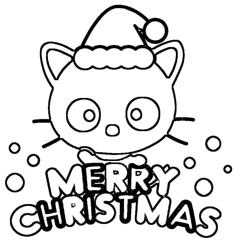 Desenho de Chococat no Natal para Colorir