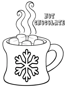 Desenhos de Chocolate Quente Natalino para Colorir