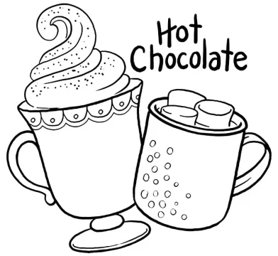 Desenhos de xícara com Chocolate Quente para Baixar e Pintar com lápis de Cor