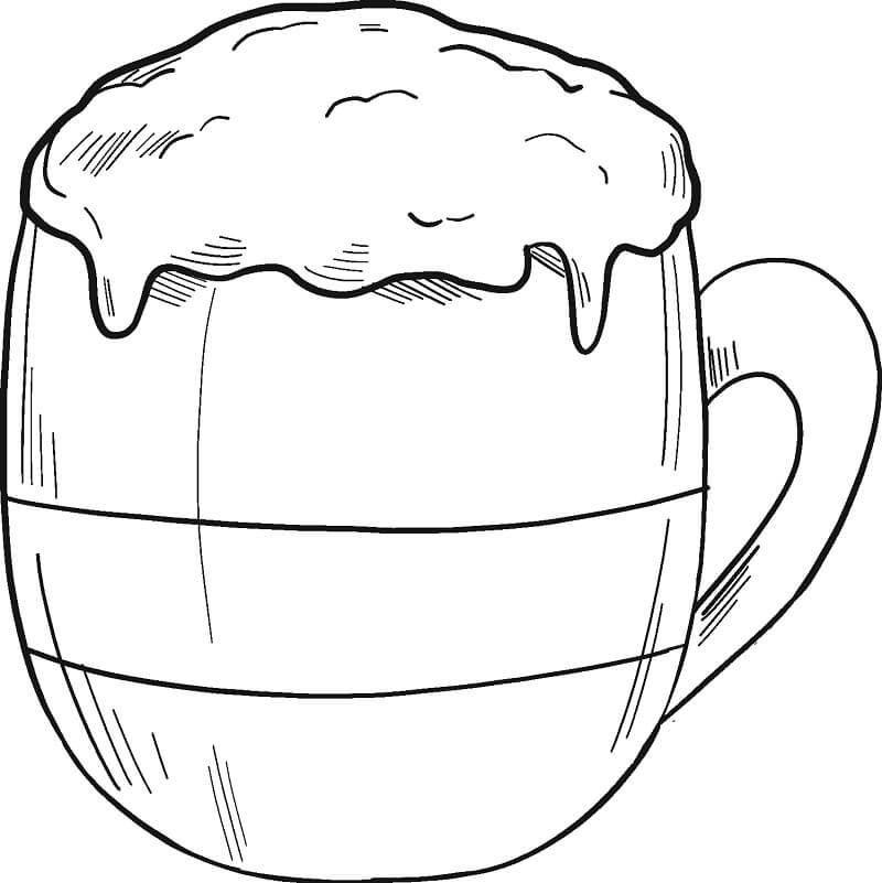 Desenho de Chocolate Quente com Biscoitos para Imprimir