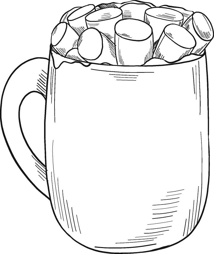 Desenho de Chocolate Quente com Coração para Imprimir