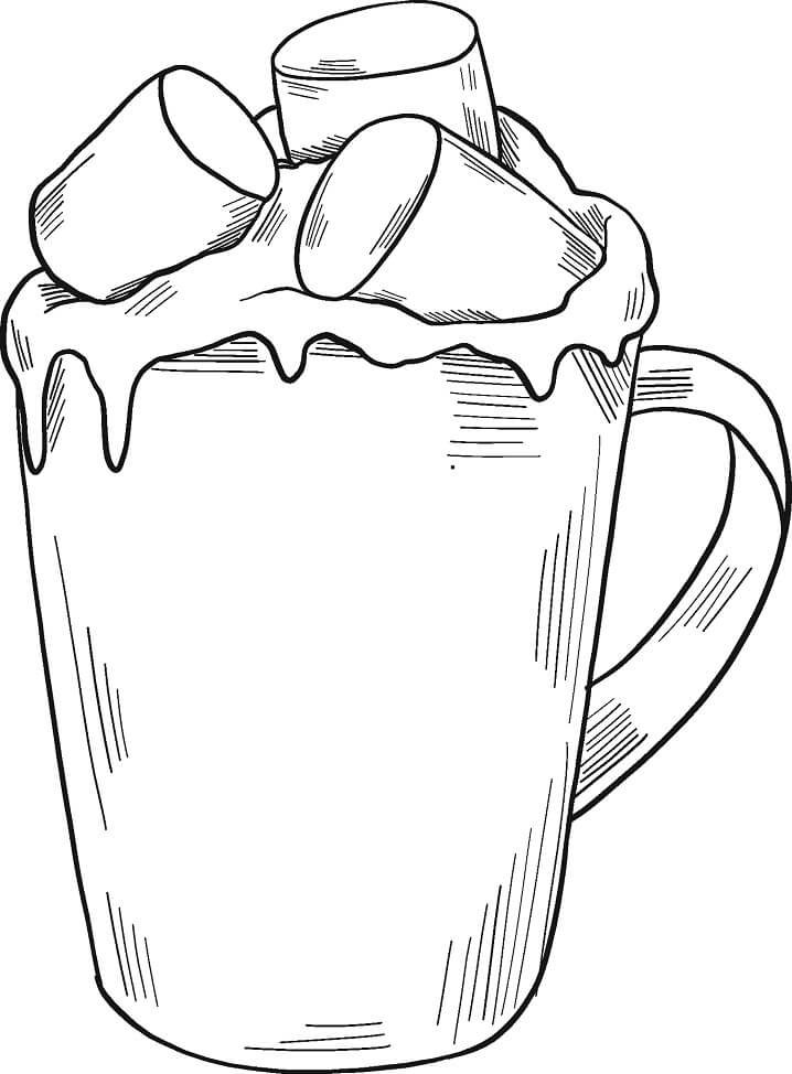 Desenho de Chocolate Quente com Natal para Imprimir