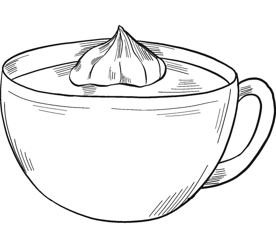 Desenho de Chocolate Quente Detalhado para Colorir Pdf