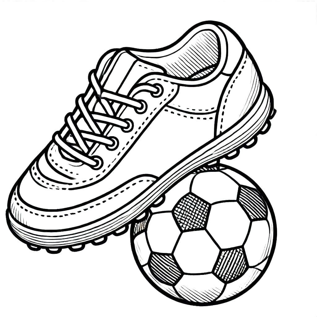 Desenho de Chuteira com Bola para Colorir