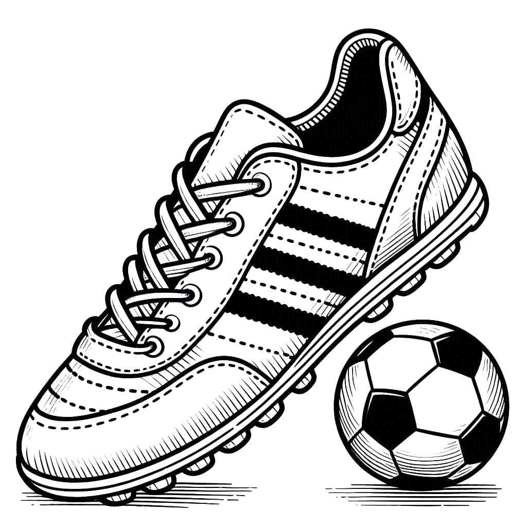 Desenho de Chuteira e Bola para Colorir
